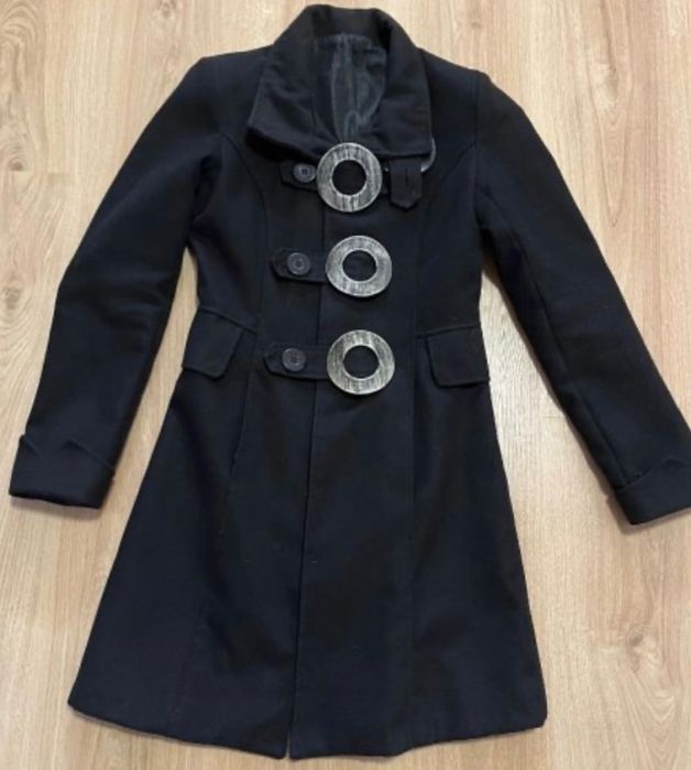 Дамско черно палто