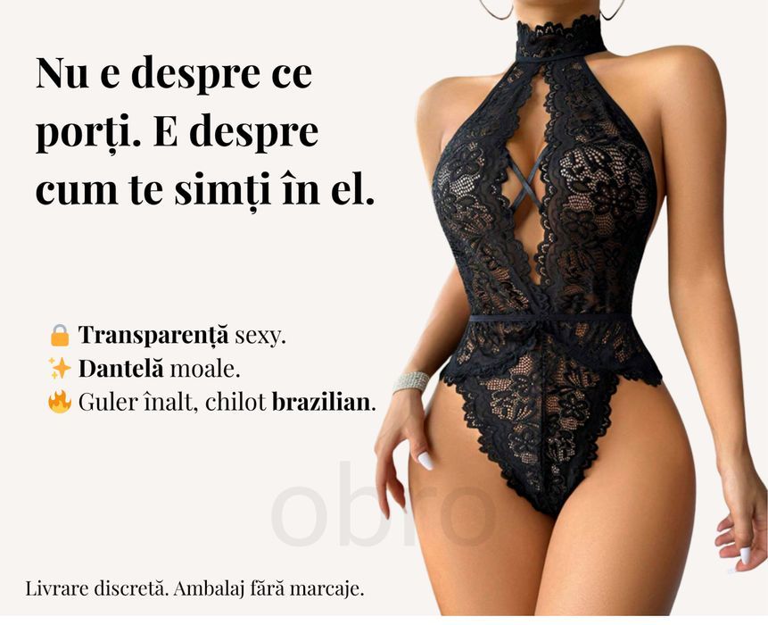 Body Sexy din Dantelă – Croi Elegant, Spate Gol, Lenjerie Provocatoare