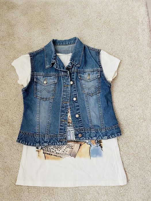 Tricou si vesta blugi marimea S 40 ron