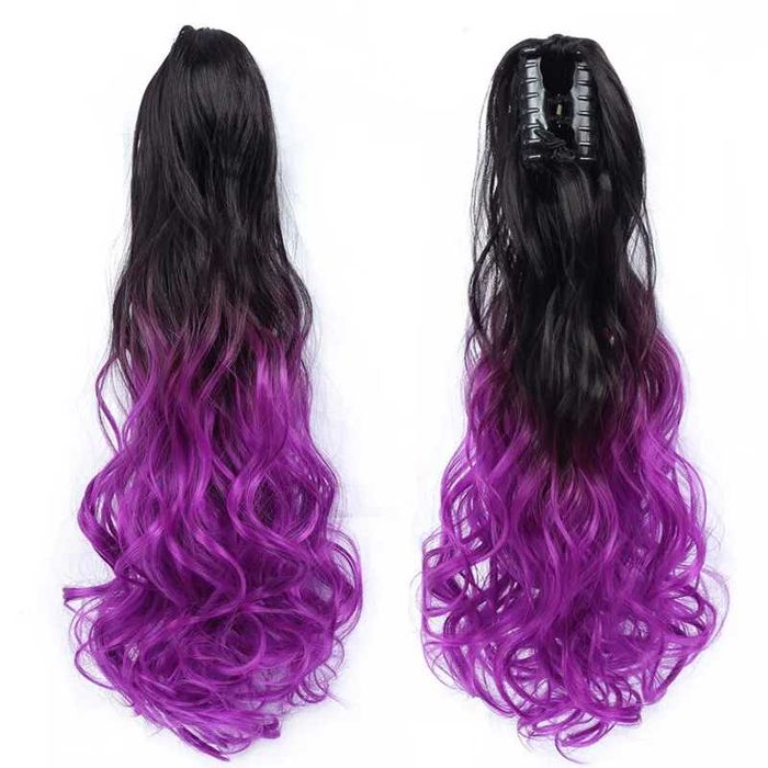 Цветни омбре прави и къдрави опашки