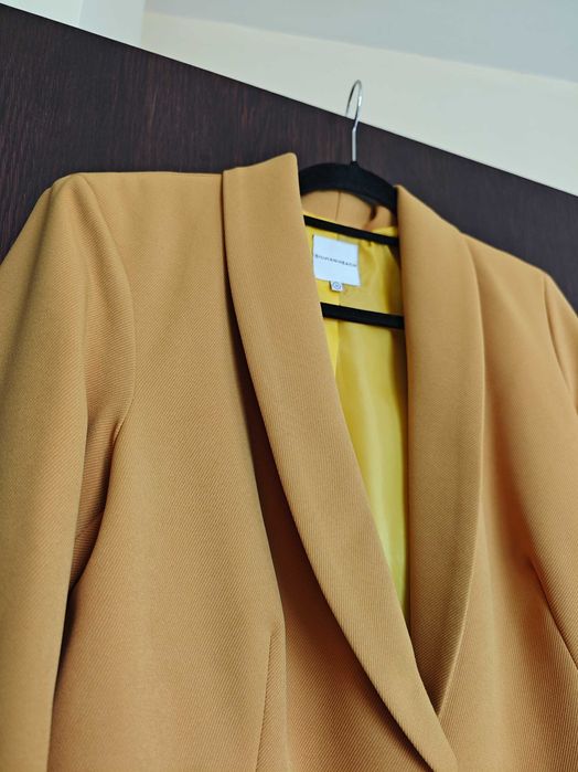 Дамски костюм сако с панталон  Silvian Heach Жълт Горчица Охра Л 48 50