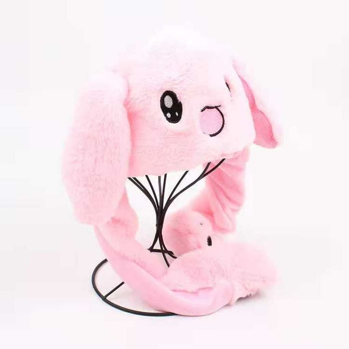 Подвижна шапка зайче с мърдащи се уши и LED светлини