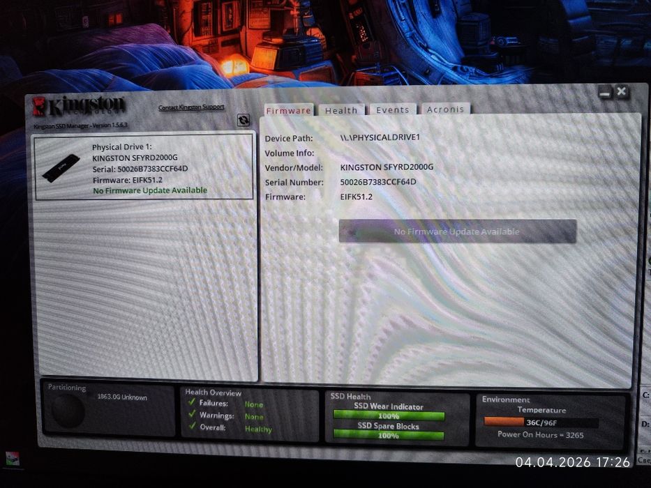 SSD 2TB Kingston Fury Renegade M.2 SFYRD/2000G