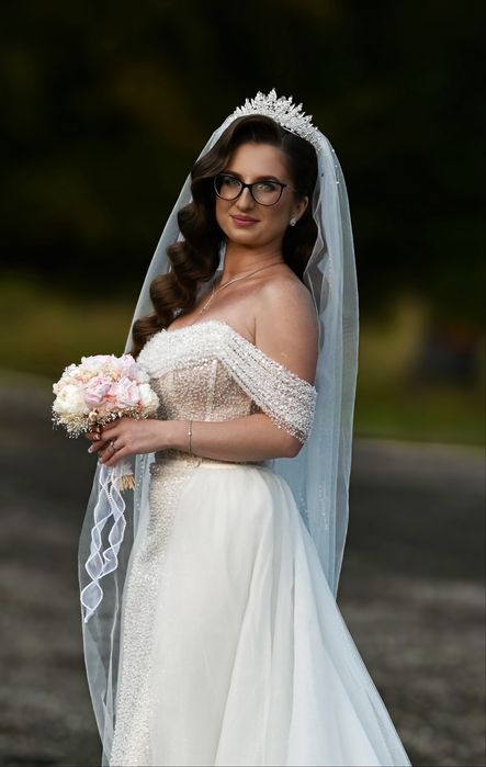 Rochie de mireasa sirena cu trena detasabila