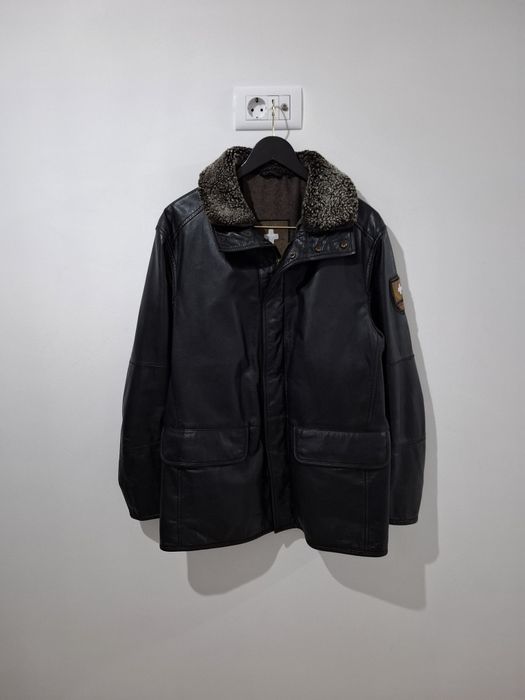 Geaca piele bărbați Strellson Swiss Cross Edition mărime M neagra