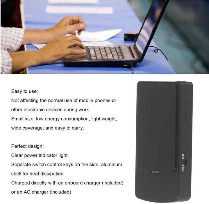 Персонален Заглушител Без Антени за Лична Защита Заглушаване 10 Метра