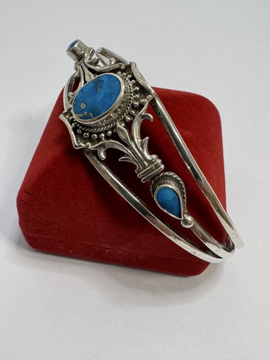 Bratara veche argint 925, Navajo cu pietre turcoaz.