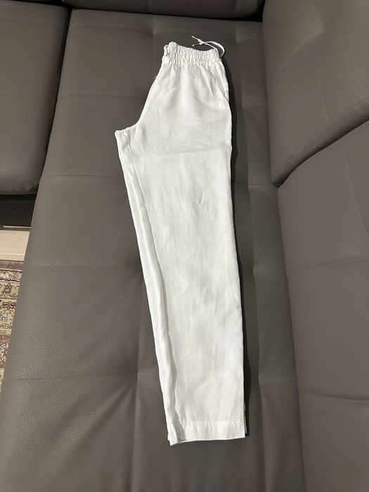 Льняные белые брюки