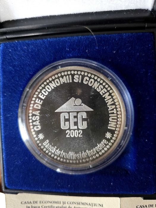 Medalie Argint 925 – CEC 2002 – 49 g, tiraj 200 buc. Cutie, certificat