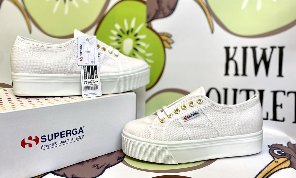 Дамски обувки Superga White-Gold НАМАЛЕНИ