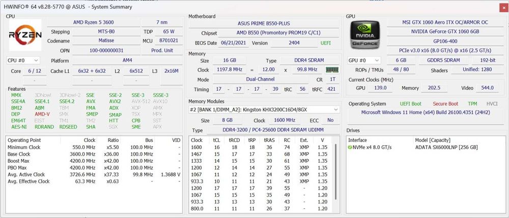 PC Ryzen 5 3600 / GTX 1060 6GB