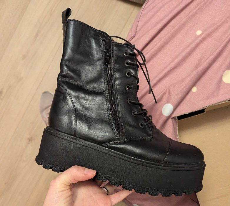 Bocanci Miarma, din piele naturala, cu platforma