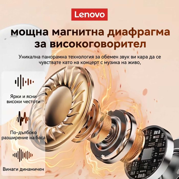 Lenovo YF03 Нови Кабелни Слушалки с Микрофон, 3.5mm жак, In-Ear тапи за Гейминг и Музика