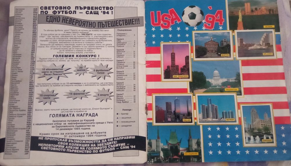 Албум Panini САЩ'94 Българско издание, изцяло попълнен
