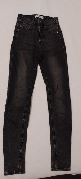 Blugi slim Pull&Bear pentru fete, gri inchis, marimea 32