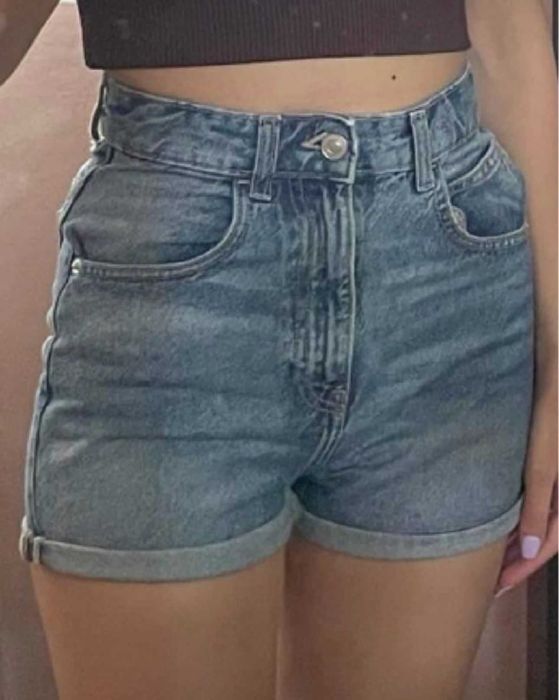 Pantaloni/Blugi scurti talie foarte inalta, XXS/XS, noi, mom