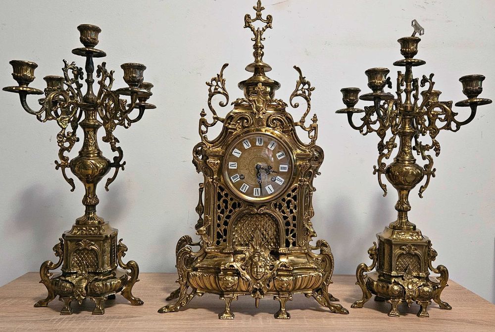 Ceas de semineu mecanic 3 piese Hermle 1978