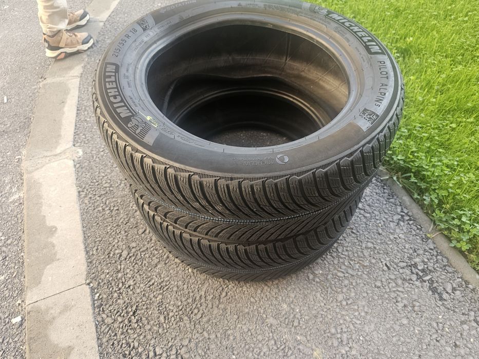 4x Anvelope Iarna 215/55 R18 - 2x Michelin Pilot Alpin 5 + 2x Bridgestone - DOT 2020 / 2022 - Profil 6-7mm