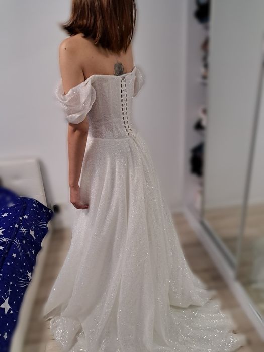 Rochie de mireasa superba, noua, glitter, S-M