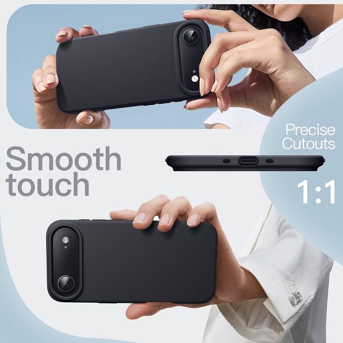 Матов силиконов кейс за apple iphone 17 air - черен