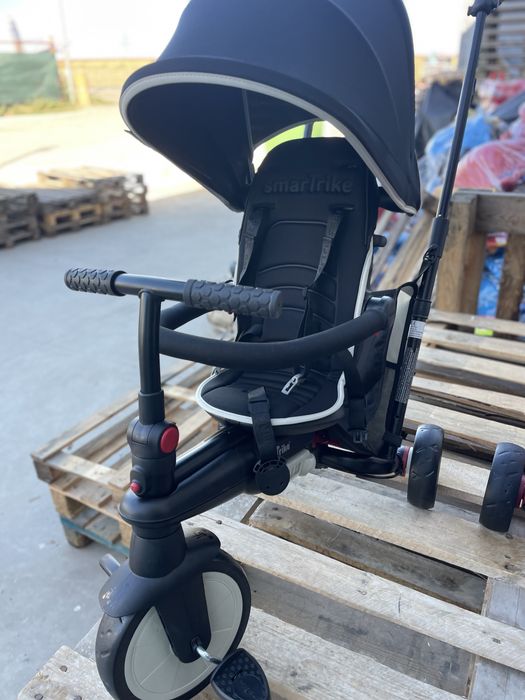 Tricicleta pentru copii Smart Trike STR3 Negru 6 in 1 ultrapliabila, dotata cu frana, scaun rabatabil, tehnologie Touch Steering, varsta 10 luni+