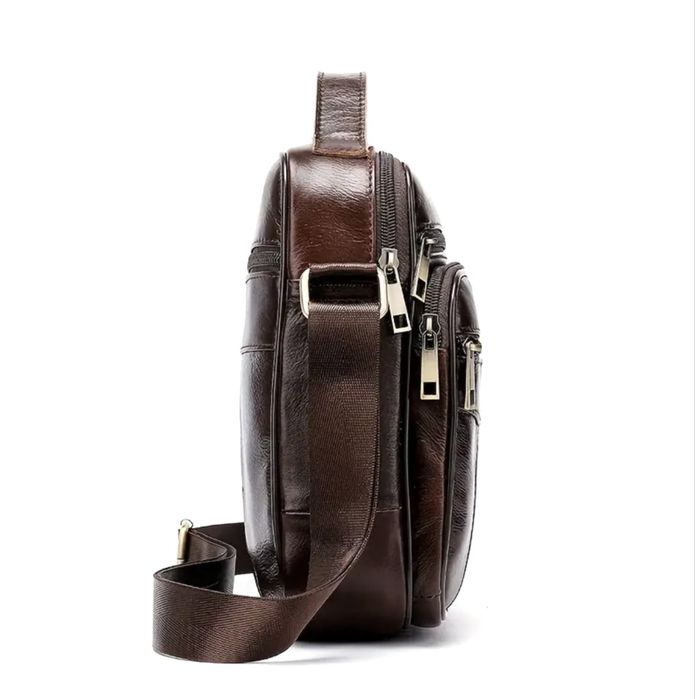 Мъжка кожена чанта за през рамо/Бутикова, Кафява и Черна -10%Промоция!
