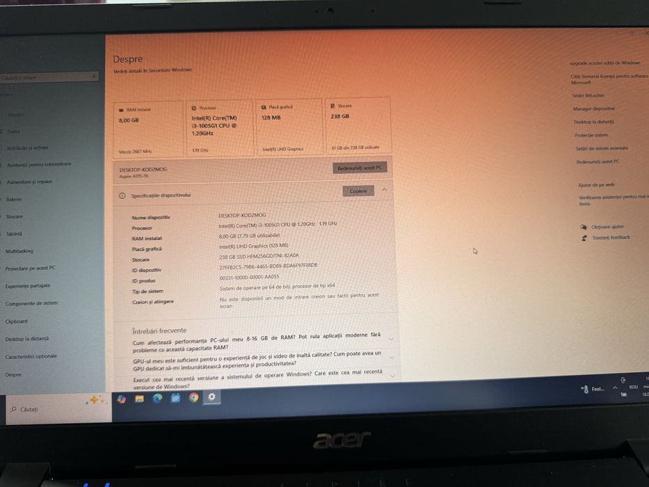 Vand  laptop Acer perfect functional