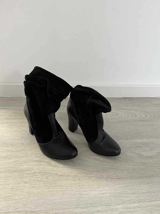 Cizme scurte negre piele naturala