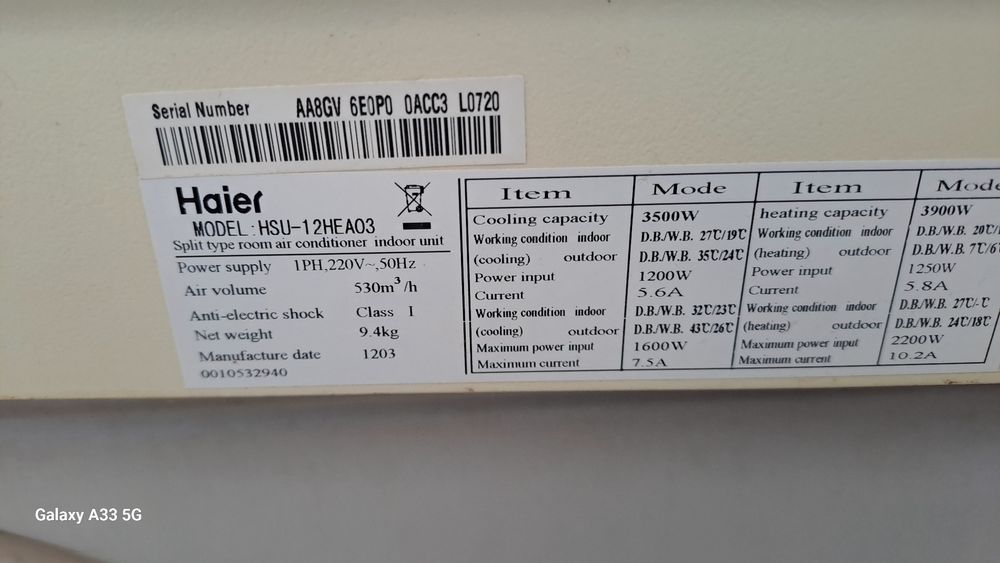 Продаётся б.у кондиционер Хаер.12.в рабочем состоянии .