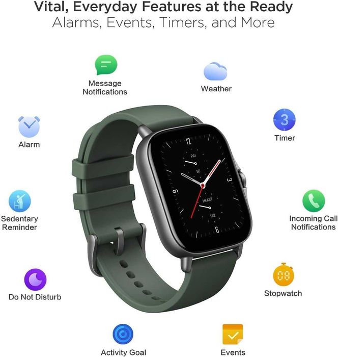 Смарт часовник Amazfit GTS 2e Зелен AMOLED дисплей 14 дни батерия