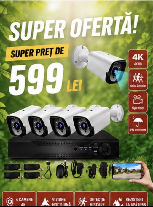Vindem si Montam Camere Supraveghere Video KIT Complet 4/8/12 CAMERE