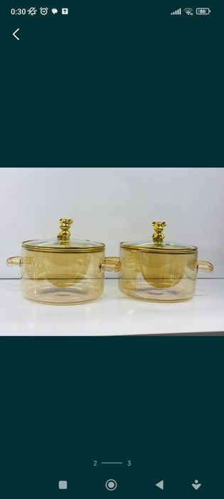 Кастрюля стеклянная, 1.8л новый стиль, термостойкая стеклянная посуда,