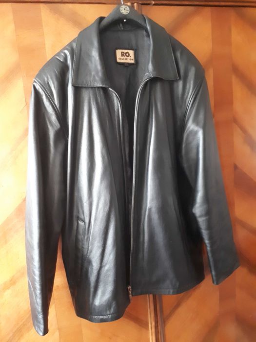 Haină neagră bărbătească  din piele naturală