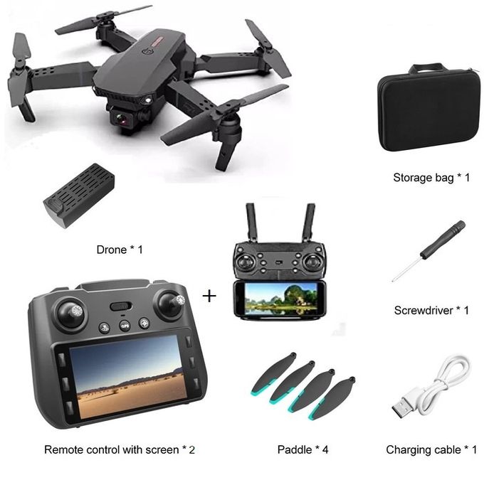 Drona Axnen e99 pro cu 4 axe pliabile camera HD și doua telecomenzi