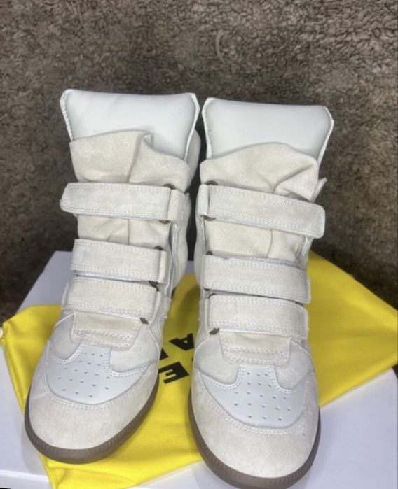 ghete sneakers Isabel Marant Bekett crem alb bej ecru marime 37 38 39 36 40 platforma y2k opium Balenciaga Golden Goose Amiri Lanvin