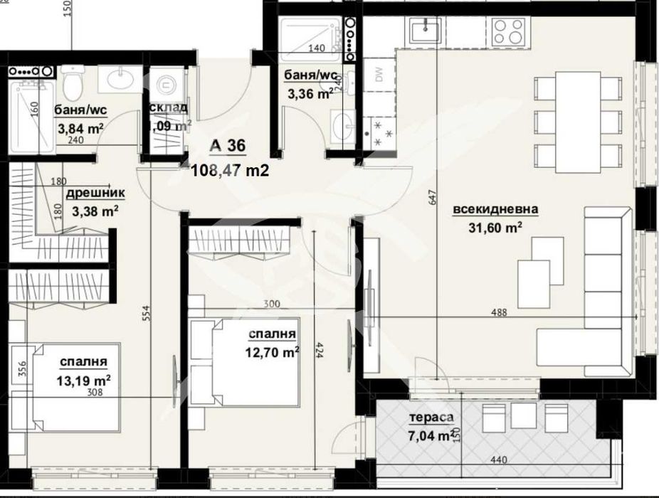 Тристаен апартамент Изгрев 524-18419