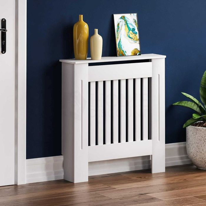 Panou decorativ- Masca calorifer, lemn MDF alb lucios XS - 3XL