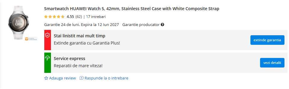 Ceas Inteligent Huawei Watch 5 42mm cu garantie