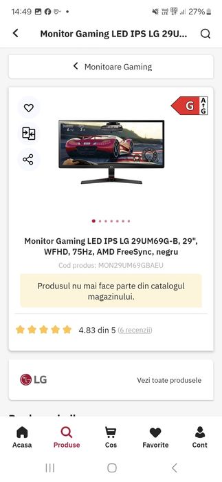 Vand monitor LG 29 Inch predare Oradea