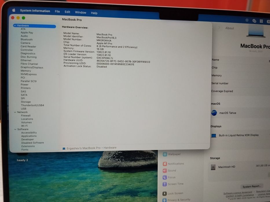 Macbook Pro M1 Pro 2021