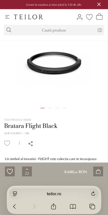 Bratara Teilor Flight Black aur 18k si diamante negre