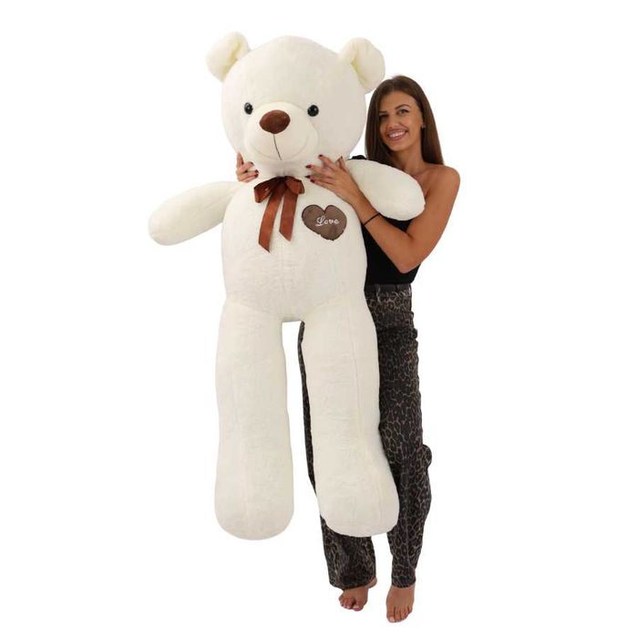 Плюшено мече "Love" 160 см, бял и кафяв цвят