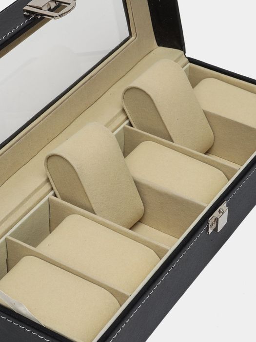 Элегантная шкатулка для часов и украшений с 6 отделениями