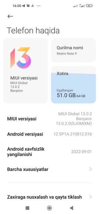 Redmi not 9 sotiladi.  bir mln uch yuz ming