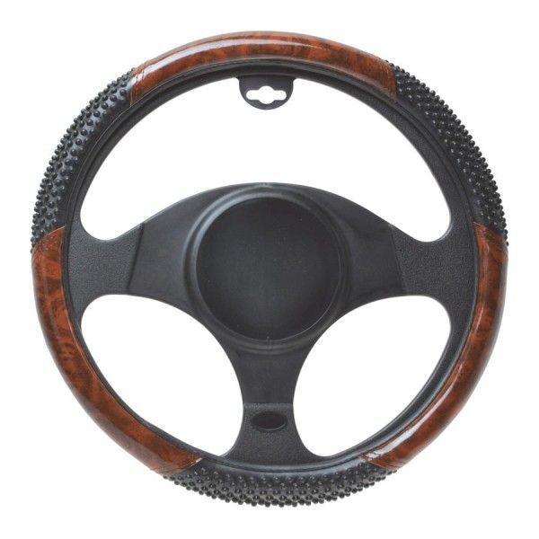 Husa volan Wood, material cauciucat, diametru 37-39 cm