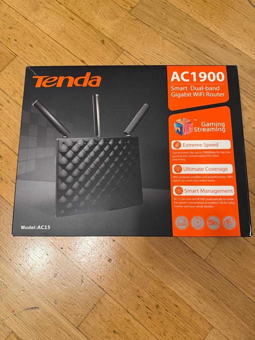 Router wireless Tenda AC15, AC 1900Mbps Dual-Band, Gigabit, 3 antene