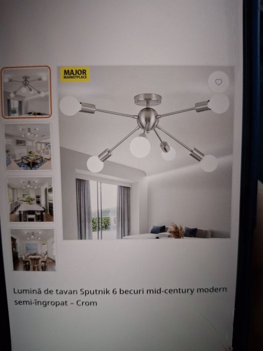 Vand aplica de tavan sputnik crom