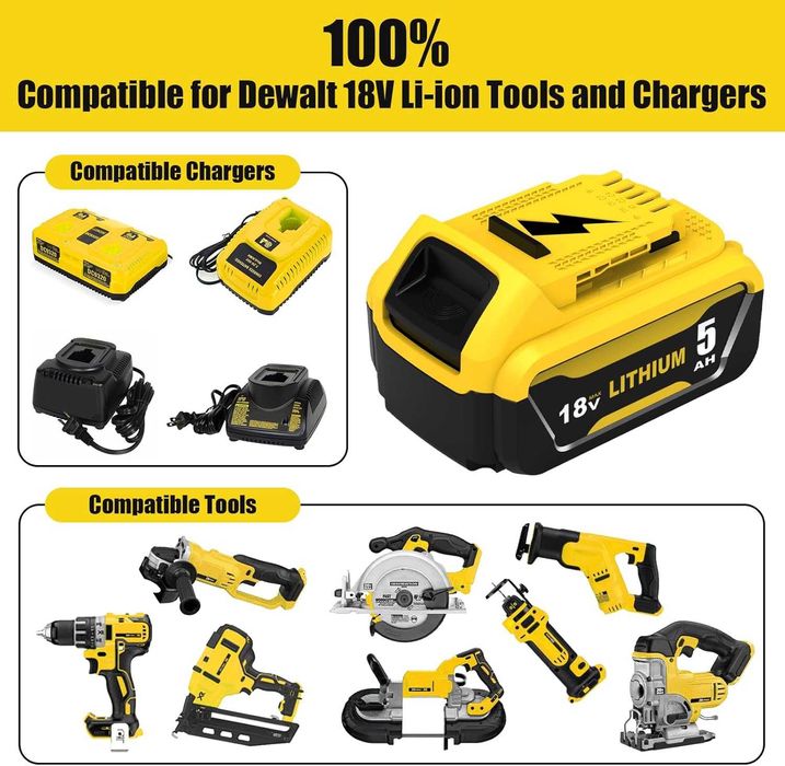 2X DCB184 Резервна батерия за Dewalt 18V 5000mAh за батерия Dewalt 1 бр- 29 , 2 бр- 51
