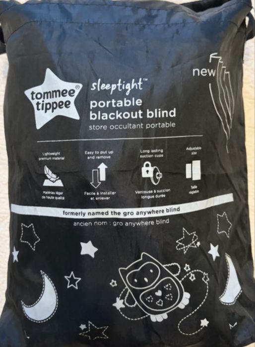 Tommee Tippee Gro Anywhere Blind Ollie Owl Portable Blackout Roller Blind, 130 × 198 cm, Black