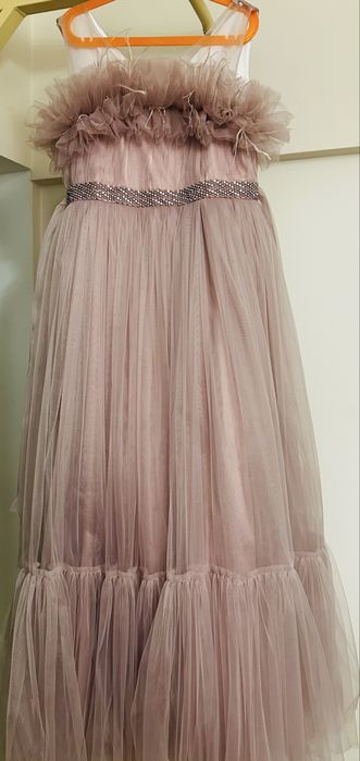 Rochie ocazie fete 10-11 ani culoare roz prafuit